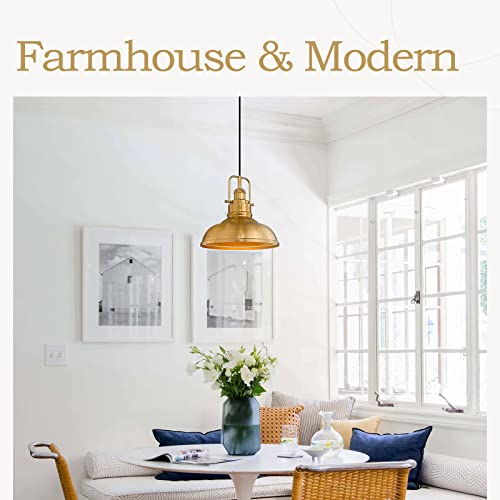 Image of zeyu 2 Pack Farmhouse Pendant Lights, 11-inch Industrial Ceiling Pendant Light Fixture with Metal Dome Shade, Gold Finish, 016-1-2PK BG