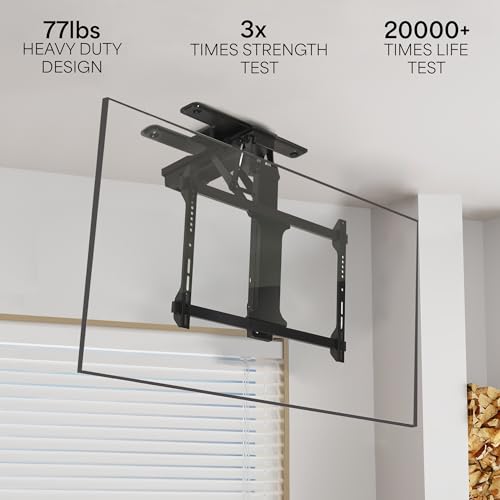 Image of VIVO Electric Flip Down Swiveling Ceiling TV Mount for 32 to 70 inch Screens, Large Motorized Flat Ceiling VESA Mount, App and Voice Control, Black, MOUNT-E-FD70S
