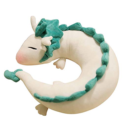 siqiwl Peluches Oreiller De Cou Anime Oreiller Mignon Doux Dragon Blanc Dessin Animé Anime Cou Oreiller en Peluche