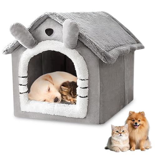 Cuccia per Gatti, Letto Grotta per Gatti con Cuscino Rimovibile 40×38×35 cm, Casetta per Gattis da Interno, Casetta da Interno per Gattis, Cuccia Per Cani, Cuccias Per Animali Domestici