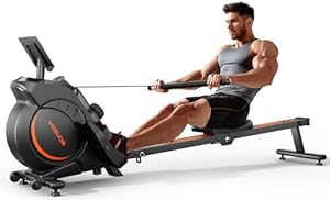 YOSUDA Upgrade Rudergerät für Zuhause, 16-stufiges HIGH-Power Magnetwiderstand (bis 40kg), APP & Bluetooth für Interaktive Workouts, Geräuschlos, Bis 160 kg, Platzsparend faltbar, Rowing Machine