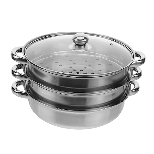 OUNONA 野菜 蒸し器 点火 和 蒸し器 カニ 蒸し器 鍋 調理器具 鍋 スープ 料理 鍋 三層 スープ 蒸し 鍋 多機能 蒸し器 鍋 兼用 蒸し器 料理 ギフト スープ 蒸し器