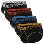 INNERSY Mens Briefs Underwear Black Underpants Breathable Pants with Separate Pouch 4 Pack (L, 4 Black)