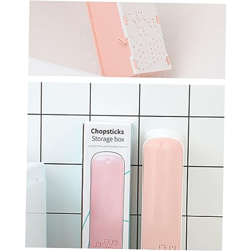 BIUDECO Cutlery Storage Chopsticks Storage Container Wall-mounted Cutlery Holder Chopsticks Racks Storage Holder Chopstick Dispenser Chopsticks Case Countertop Dispenser Flatware Pink