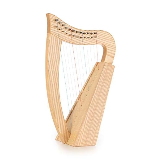 Classic Cantabile Arpa Celta - Arpa Celta Compacta de Fresno - 12 Cuerdas - Afinada en Do Mayor - Incluye Funda y 2 Llaves de Afinación - Altura: 51 cm