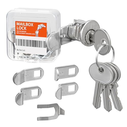 Mailbox Lock Replacement with 4 Keys - Multipurpose Mail Box Locks Compatible with Almost All Brands - Universal Lock Pick Set - File Cabinet Lock - Durable and Secure