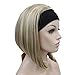 Lydell Short Straight Bob Headband Wig 3/4 wig short half Synthetic hair wig (L16/613 Blonde with Highlights)