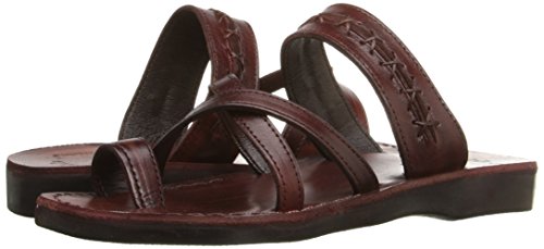 Rachel - Leather Criss Cross Sandal - Brown #TOP6