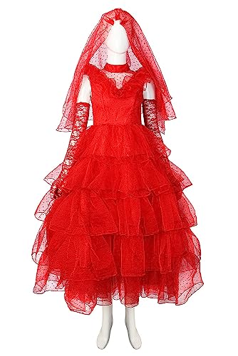 Lydia Deetz Costume Beetle Bride Red Wedding Halloween Outfits