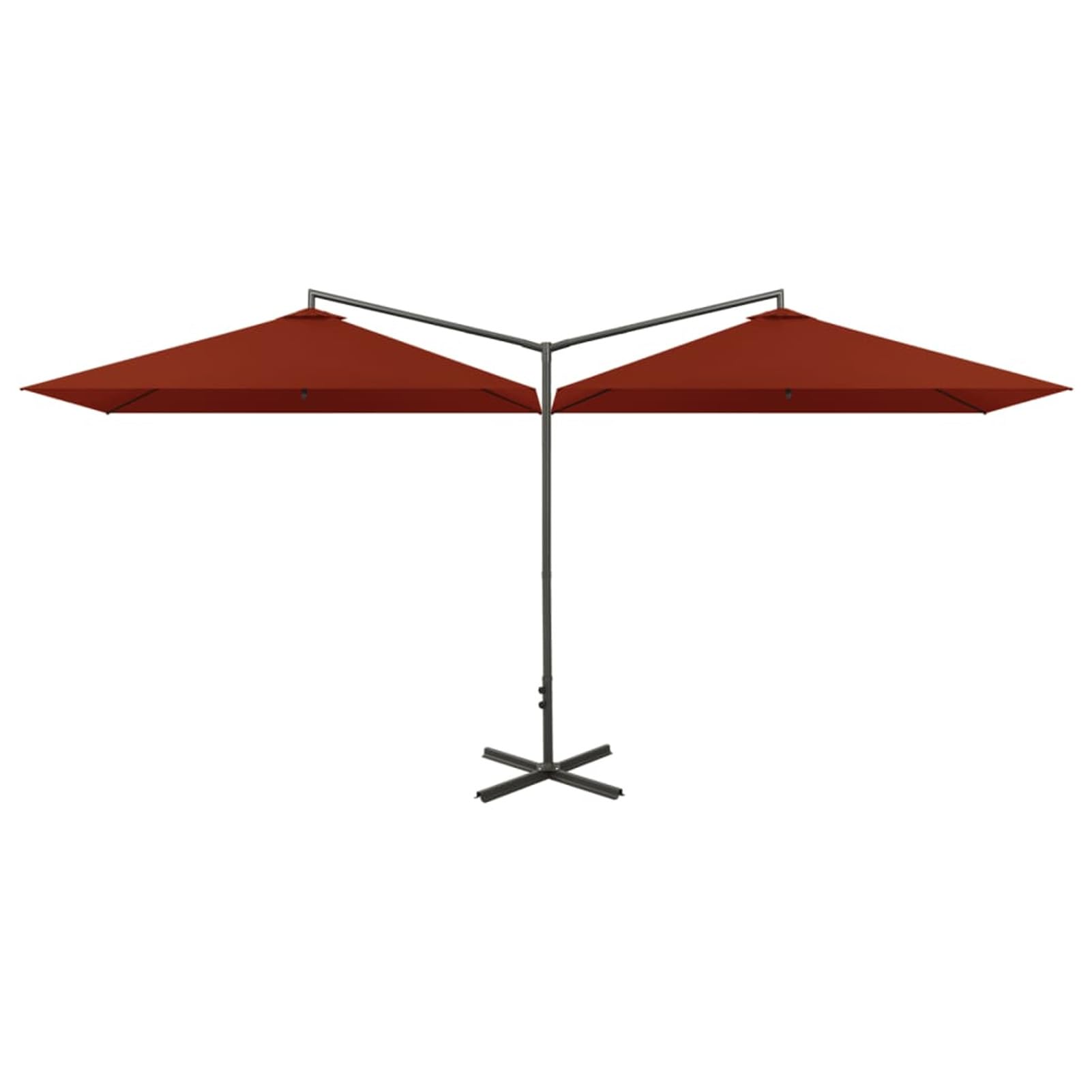 Homgoday Sombrilla Doble con Poste de Acero Terracota 600x300 cm Sombrilla de Jardín, Protección UV Sombrilla Jardín Grande Orientable Jardín Parasol Balcón