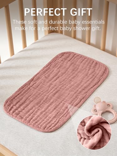 Image of Lovely Care 12 Pack Muslin Burp Cloths 100% Cotton Muslin Cloths Large 20''x10'' Extra Soft and Absorbent Baby Burping Cloth - Warm Clay