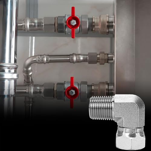 Image of 1501-08-08 Hydraulic Fitting 1 /2 inch Male (1 /2-14 NPTF) x 1 /2 inch Female (1 /2-14 NPSM) Swivel 90 Elbow SAE Pipe Joints Connector Carbon Steel Hose Adapter