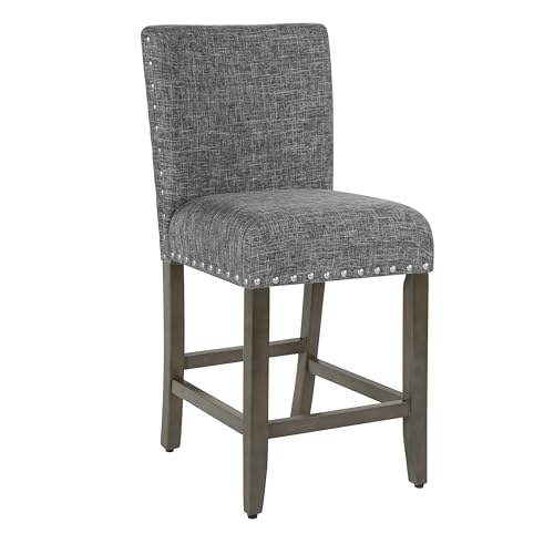 Butaco HomePop tapizado para barra, 24 pulgadas, gris pizarra miniatura 1