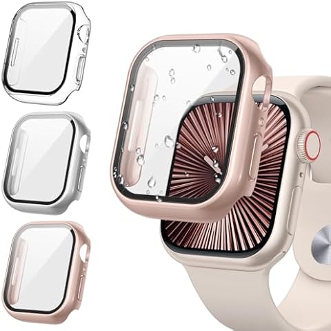 Tensea [3Pack for Apple Watch Screen Protector Case Series 10 42mm, iWatch Protective Face Cover, Tempered Glass Film Hard PC Bumper for Women Men, Ultra-Thin Guard Cover