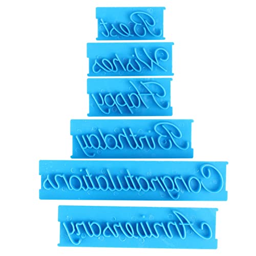 Molds Happy Birthday Stencil for Cake 15×11×9 3 Set Handwriting Letter Cake Embosser DIY Plastic Molds Cake Decorating Printing Fondant Embosser Happy Birthday Stencil for