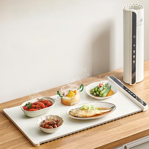 食品保温プレート 電気保温トレイ 3段階温度設定 3段階タイマー フードウォーミングプレート ホット 多機能食品断熱ボード 折りたたみ式 フードウォーマー レストラン、パーティー、イベント、家族ディナーそして毎日の使用 お手入れも簡単卓上ヒーター 過熱保護