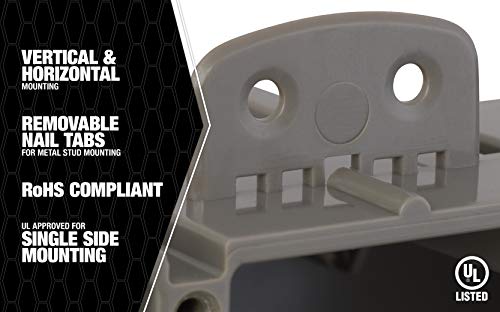 Image of Southwire MSBMMT3G 3 Gang Multi Mount Device Box with Depth Adjustable; Heavy Duty 42lb; Gray