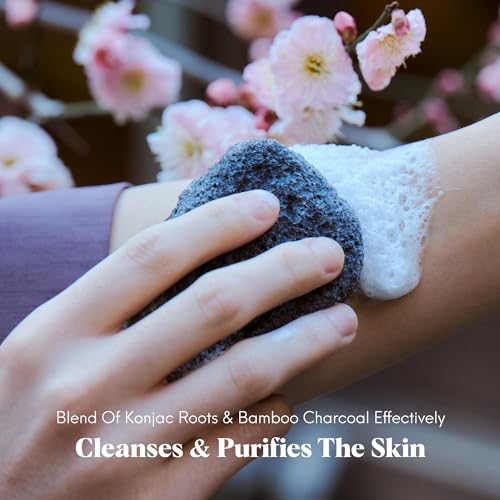 Image of ILEM JAPAN Natural Konjac Sponge Body (Charcoal)
