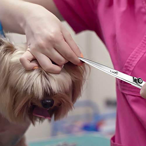 Image of Laazar Professional 7.5 inch Straight Shears for Dogs and Cats Leather case Included | Adjustable Pet Grooming Scissors | Hand-Forged 440C Japanese Stainless Steel | Groomers Tool for Men and Woman