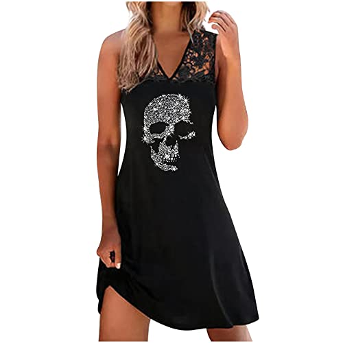MOKBAY Halloween Kleid Damen - Gruselhexe Mit V-Ausschnitt Und Taillenband