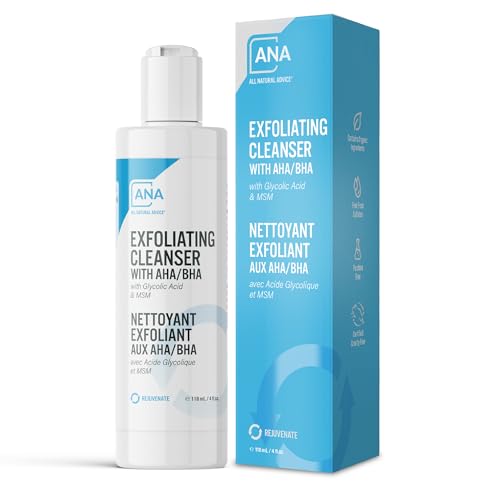 All Natural Advice Exfoliating Cleanser, 118 mL with Organic Botanicals, AHA BHA Exfoliant, Glycolic Acid, Salicylic Acid, MSM & Aloe | Exfoliating Face Wash & Pore Minimizer | Canadian Skin Care