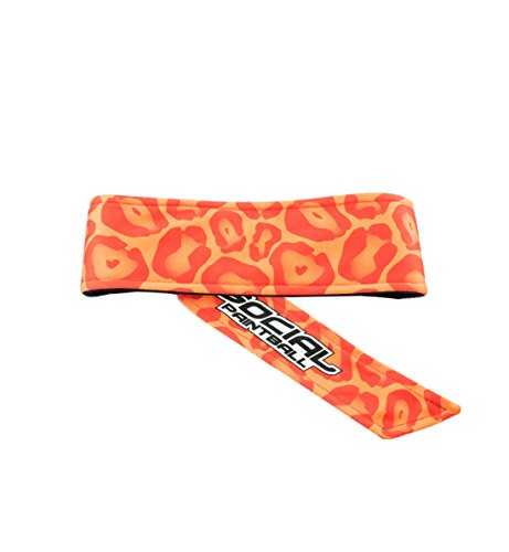 Social Paintball Long Tie Headband, Orange Leopard Print