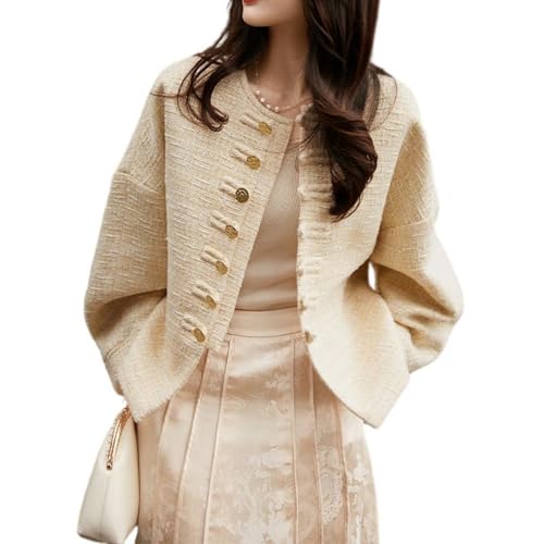Veste courte en tweed chic pour femme JYHBHMZG au col rond