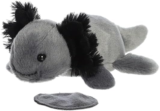 Aurora® Adorable Shoulderkins™ Ebon Black Axolotl™ Stuffed Animal - Fun Buddy that Can Go Everywhere with You - Perfect for Kids 3+ Years and Costumes - 6.5 Inches