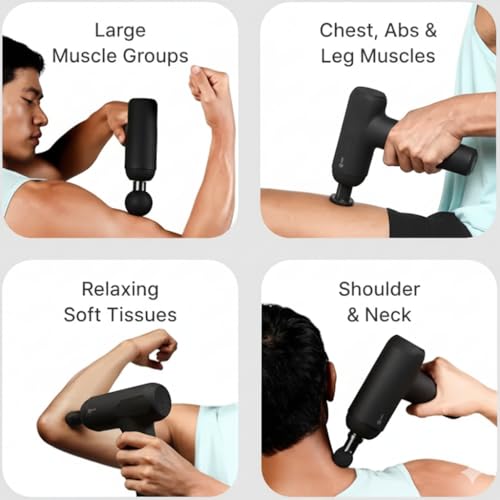 Image of Massage Gun Body Massager for Pain Relief Mini Machine, Handheld, Battery Powered Deep Tissue Muscle 4 Specialized Heads Back, Leg, Neck, Shoulder, Foot, Full Body Men & Women - Multicolor