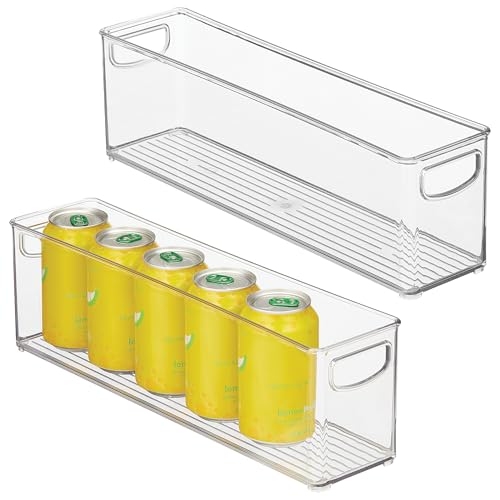 InterDesign iDesign Plastic Stackable Pantry Bin - Storage Bin with Handles for Cabinets or Fridge - Set of 2 - Clear - Detailed View