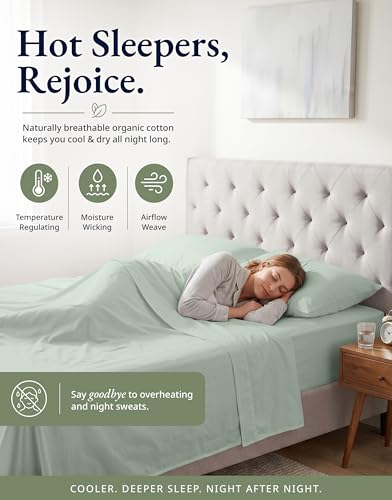 Image of LANE LINEN Fitted Sheets Twin Size, Charcoal 2-Piece Set (1 Fitted Sheet, 1 Pillowcase), Percale Weave, Ultra Soft, Breathable,Fits Mattress Upto 15'' Deep - Cool Blue (No Flat Sheet)