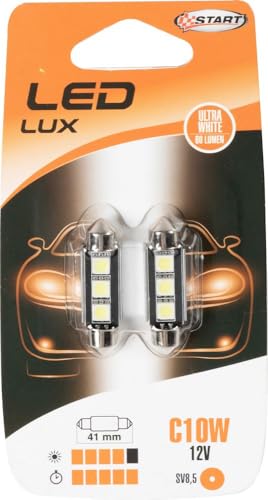 START Lampadine siluro auto 3 Led 12V 10W due pezzi 41 mm illuminazione targa macchina