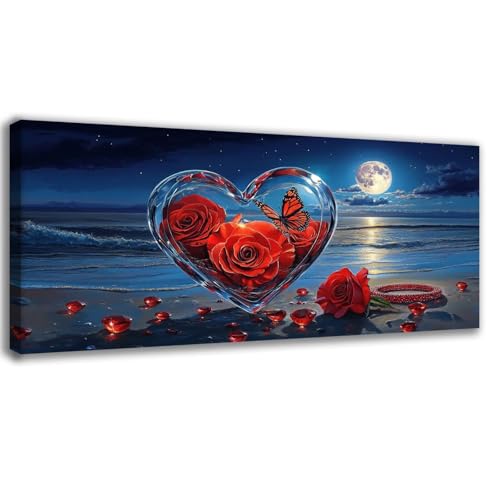 Diamond Painting Lune et Rose 5D Kit Complet 100x200cm pour Débutants