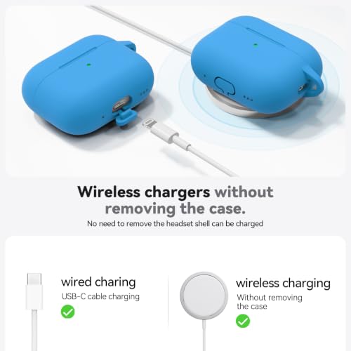 Image of Ljusmicker for AirPods Pro 3 Case 2025 with Cleaner Kit,Soft Silicone Protective Cover for Apple AirPods Pro 3rd Generation Cases for Women Men,for AirPod Pro 3 Cover with Keychain-Milk Blue