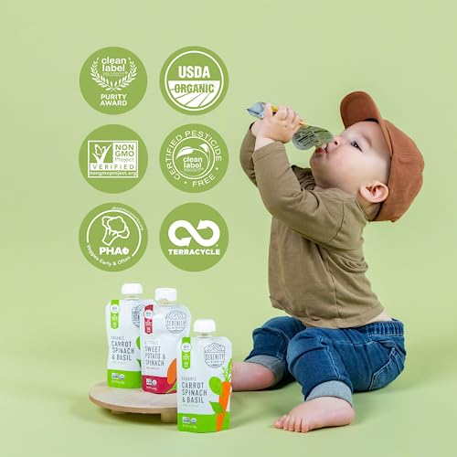image for Serenity Kids 6+ Months USDA Organic Veggie Puree Baby Food Pouches - 