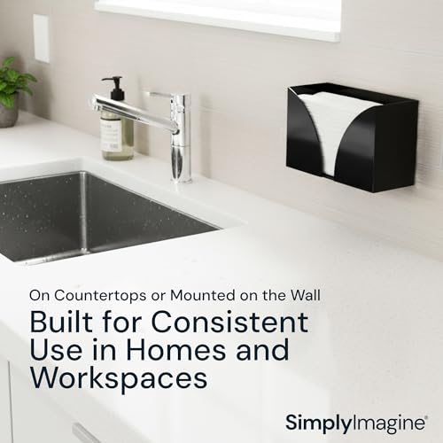 SimplyImagine Acrylic Napkin Holder Wall Mount, 2 Pack Black - Multifold Paper Towel Dispenser for Bathroom & Kitchen Accessory - Open Top Guest Hand Towel Tray - Thumbnail 7