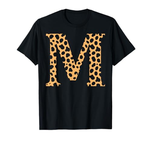 Cheetah Letter M Skin Print Pattern Initials Name Monogram T-Shirt