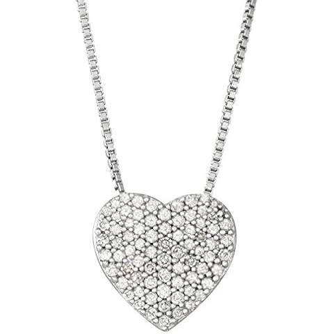 Hdiamonds Sterling Silver Diamond Heart Necklace Pendant (1/4 CTTW) Cover