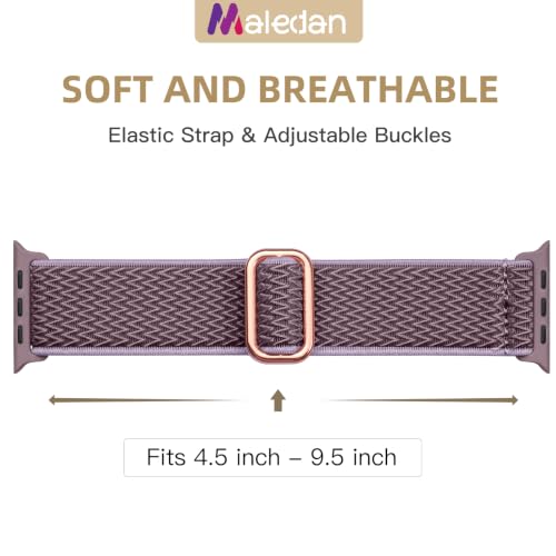 Image of Maledan 10 Pack Stretchy Nylon Bands Compatible with Apple Watch Band Women Men 38mm 40mm 41mm 42mm 44mm 45mm 46mm 49mm, Solace Elastic Braided Strap for iWatch Series 11 10 9 8 7 6 5 4 3 2 1 SE Ultra