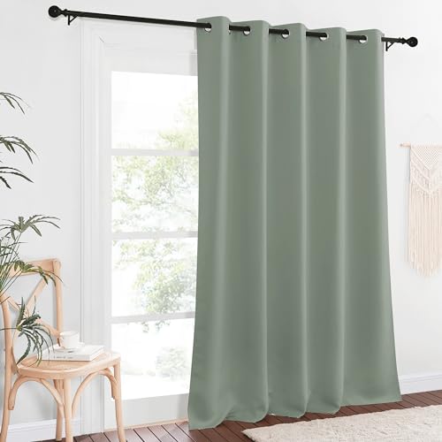 NICETOWN Blackout Sage Green Curtain 90 inch Length for Bedroom - Thermal Insulated Grommet Room Darkening Window Drape Sound Dampening for Living Room, W66 x L90, 1 Panel