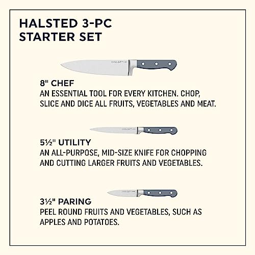 Chicago Cutlery Halsted (3-PC) Cutlery & Wooden Block Set, Ergonomic Handles and Sharp Stainless Steel Professional Chef Cutlery Set by Chicago Cutlery - Image 2