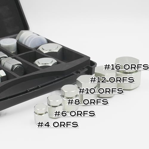 Image of 64 Pc O Ring Face Seal Fitting Kit, Hydraulic Hose Tube and Pipe Fittings, ORFS /ORS Cap and Plug Set, Heavy Duty O Ring Assortment Kit Precision Threaded,Dash Size -04-06 -08-10 -12-16