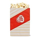 POPCORN Popcorntüten Popcorn Box Tüten Candy Bar Tüte Hochzeit Papier Süßigkeiten Boxen für Party Papier Behälter Rot Weiß Beige Gestreift Snackbox Geschenk Kinder (Rot 60 Stück)