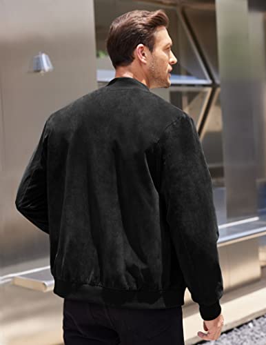 COOFANDY Men's Casual Varsity Jacket Vintage Lightweight Suede Bomber Jackets4