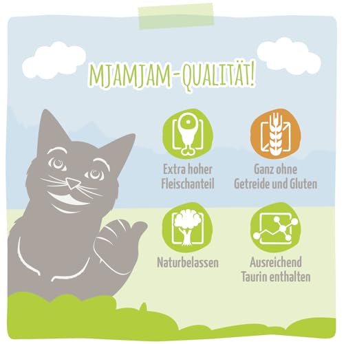 MjAMjAM - Premium Nassfutter für Katzen - Quetschie - leckeres Rind an gedämpftem Kürbis, 12er Pack (12 x 125 g), getreidefrei mit extra viel Fleisch 4