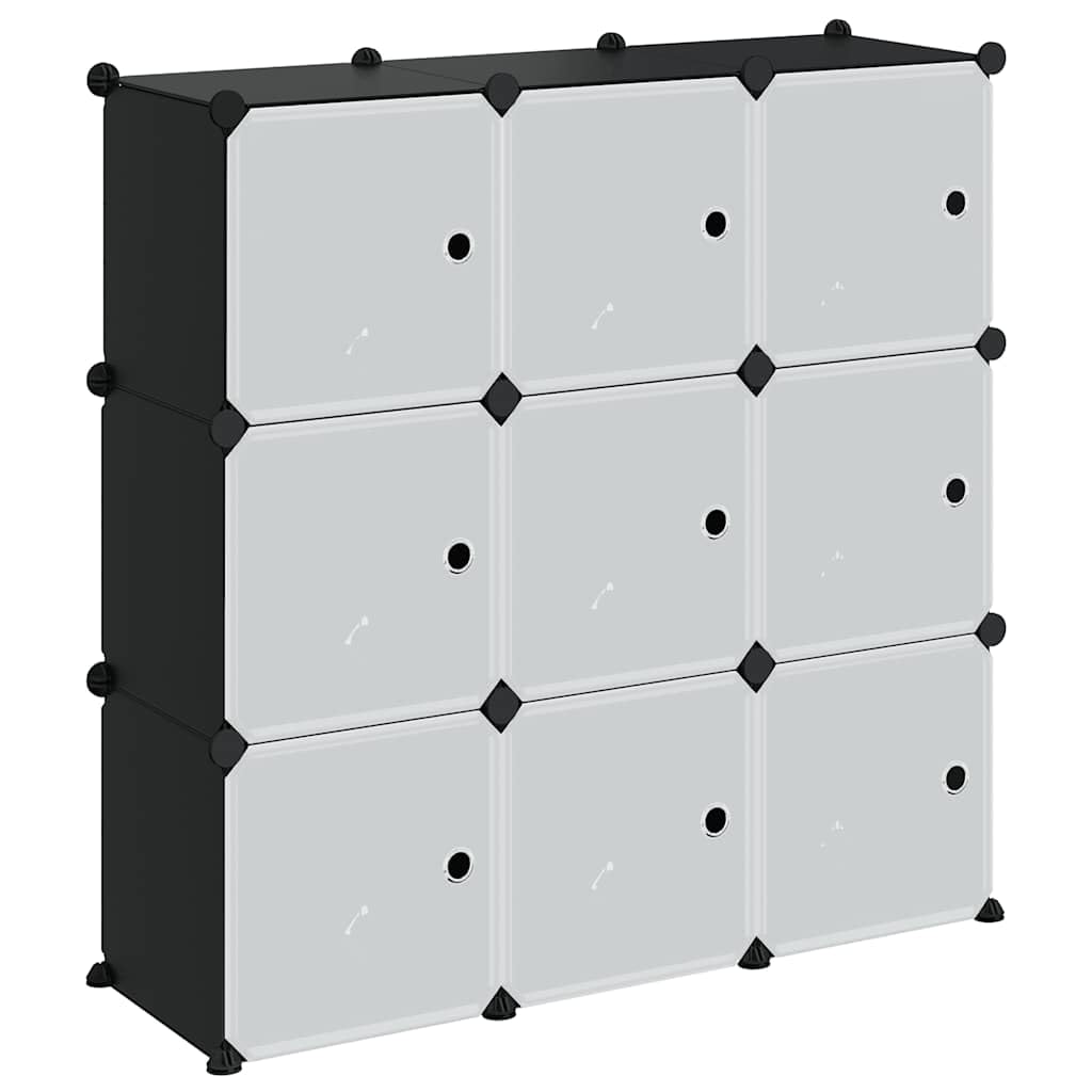 Regalsystem & Aufbewahrungsregal Schwarz PP Würfelregal mit Aufbewahrung Lagerregal für Eingangsbereich Wohnzimmer Schlafzimmer 94,5 x 31,5 x 93,5 cm