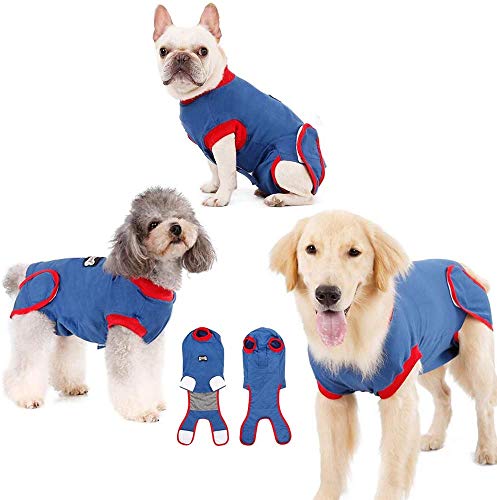 DogLemi Dog Recovery Suit, Recovery Suit for Dogs After Surgery, Surgical Suit for Male Female Dog Wounds Bandages Cone E-Collar Alternative Prevent Licking Biting, Soft Fabric Onesie