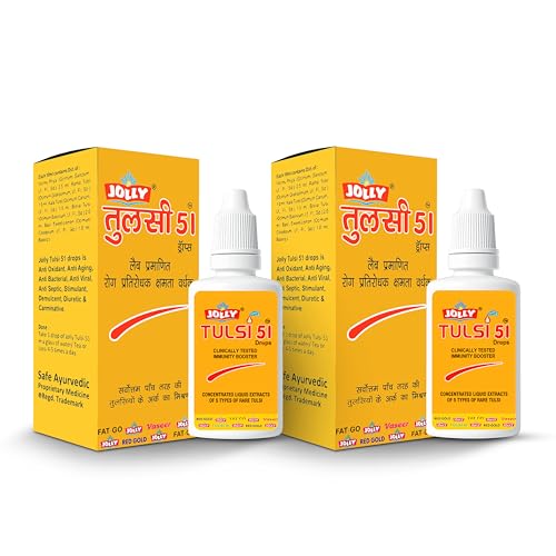 Image of Jolly Tulsi 51 Drops Natural Immunity Booster (Light Gold)- 30 ml - Pack of 2