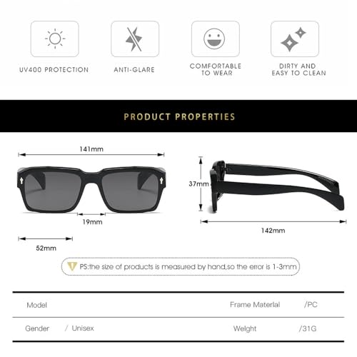 Lunettes de soleil rectangulaires tendance verres dégradés gris protection UV400
