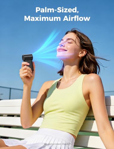 Image of Aecooly Mini Portable Fan with Power Bank, Powerful Handheld Fan, 36ft /s High Speed, [8.5H Max Cooling], 4 Speeds Detachable Modular, Personal Pocket for Summer, Travel, Gifts for Women-Black